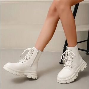 Women's off-white Lace-Up Combat Boots  A new day 9.5